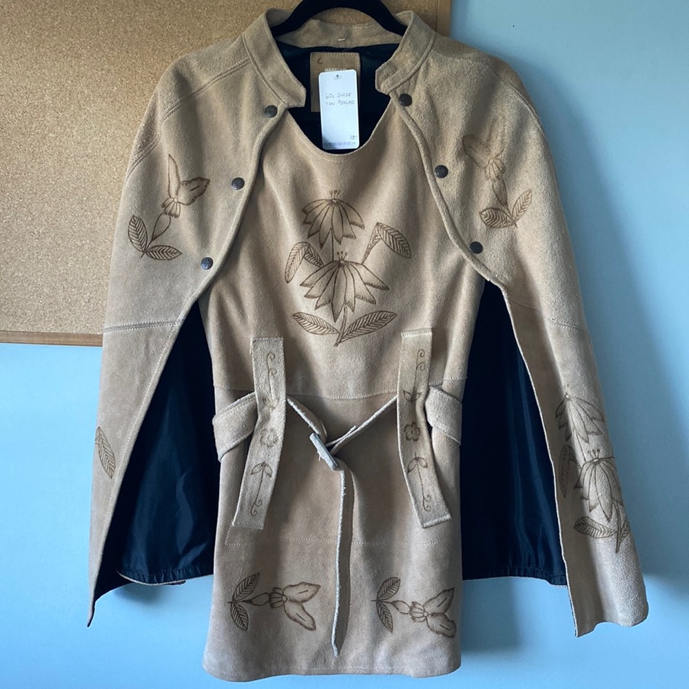 60s real suede poncho